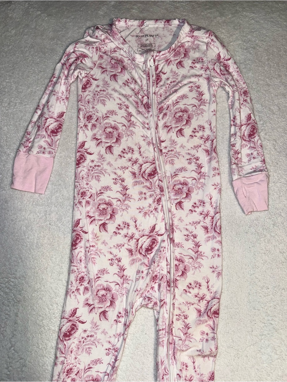 Posh Peanut Girls' Antoinette Convertible One-Piece in a white floral design, 2T - Picture 2 of 5